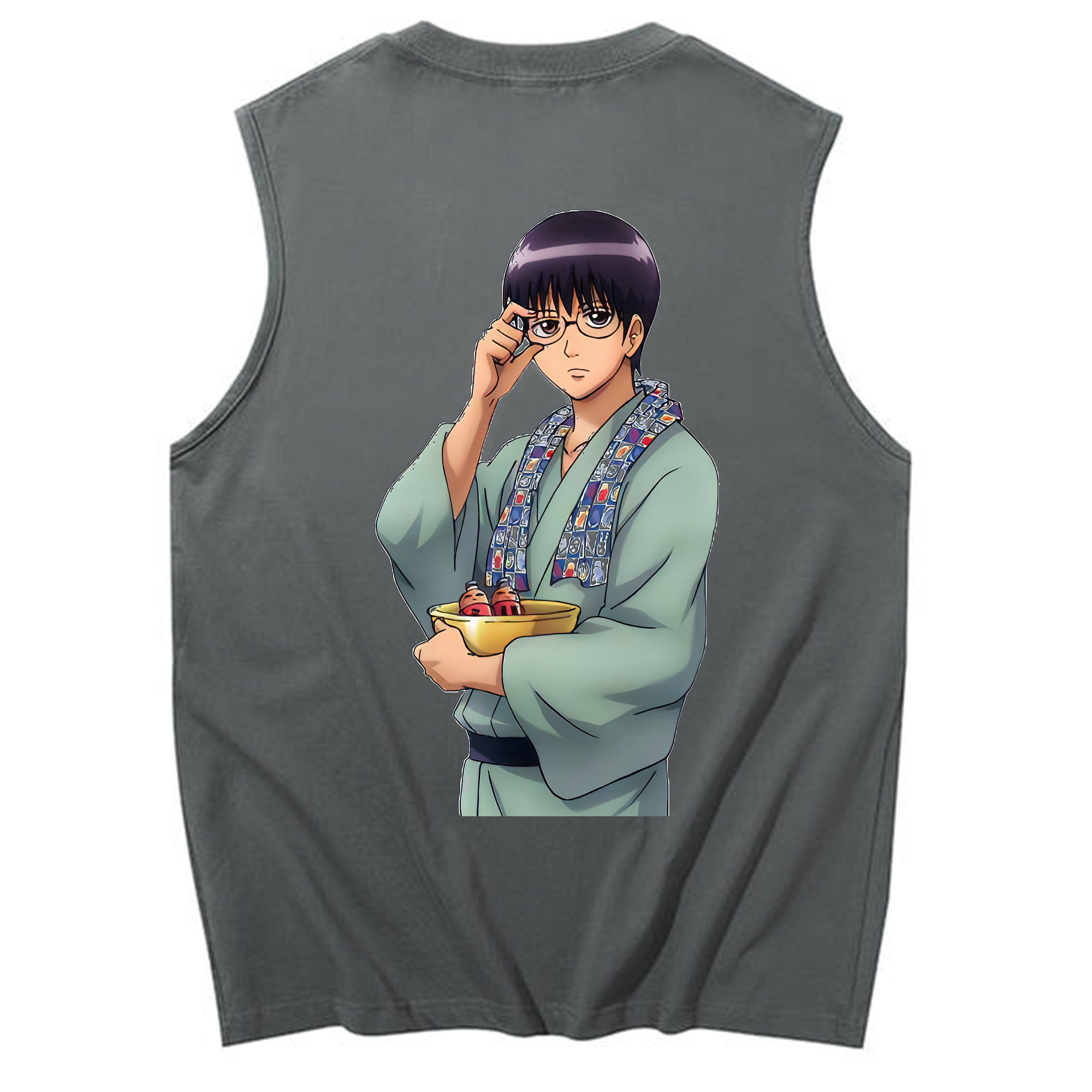 （画像用） ぎんたま 坂田銀時（さかたぎんとき） 神楽 志村新八（しむら しんぱち） GINTAMA Sakata Gintoki Kagura Shimura Shinpachi コットン100％タンクトップ（背面プリント）